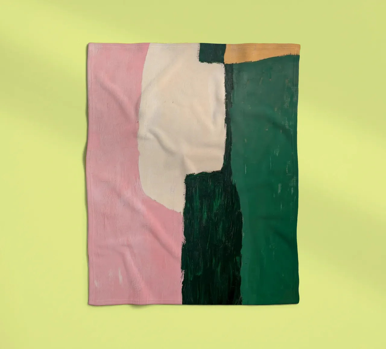 Forme astratte in verde, rosa e giallo coperta in pile da Euphoria Theresa