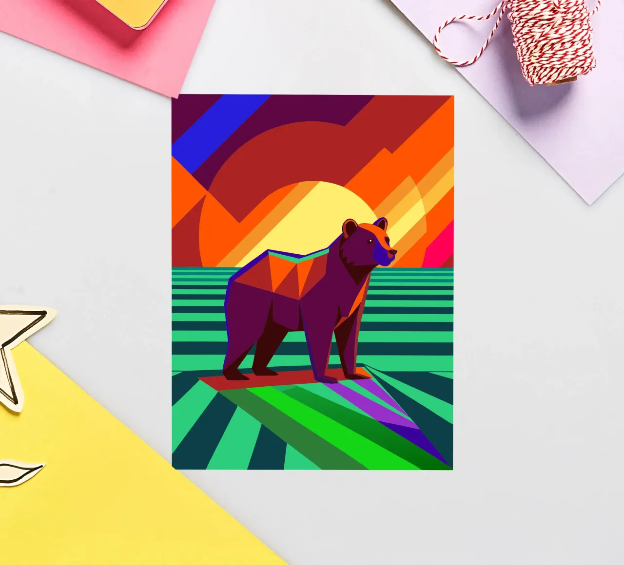 orso disegno artistico vettoriale adesivo da alghonee