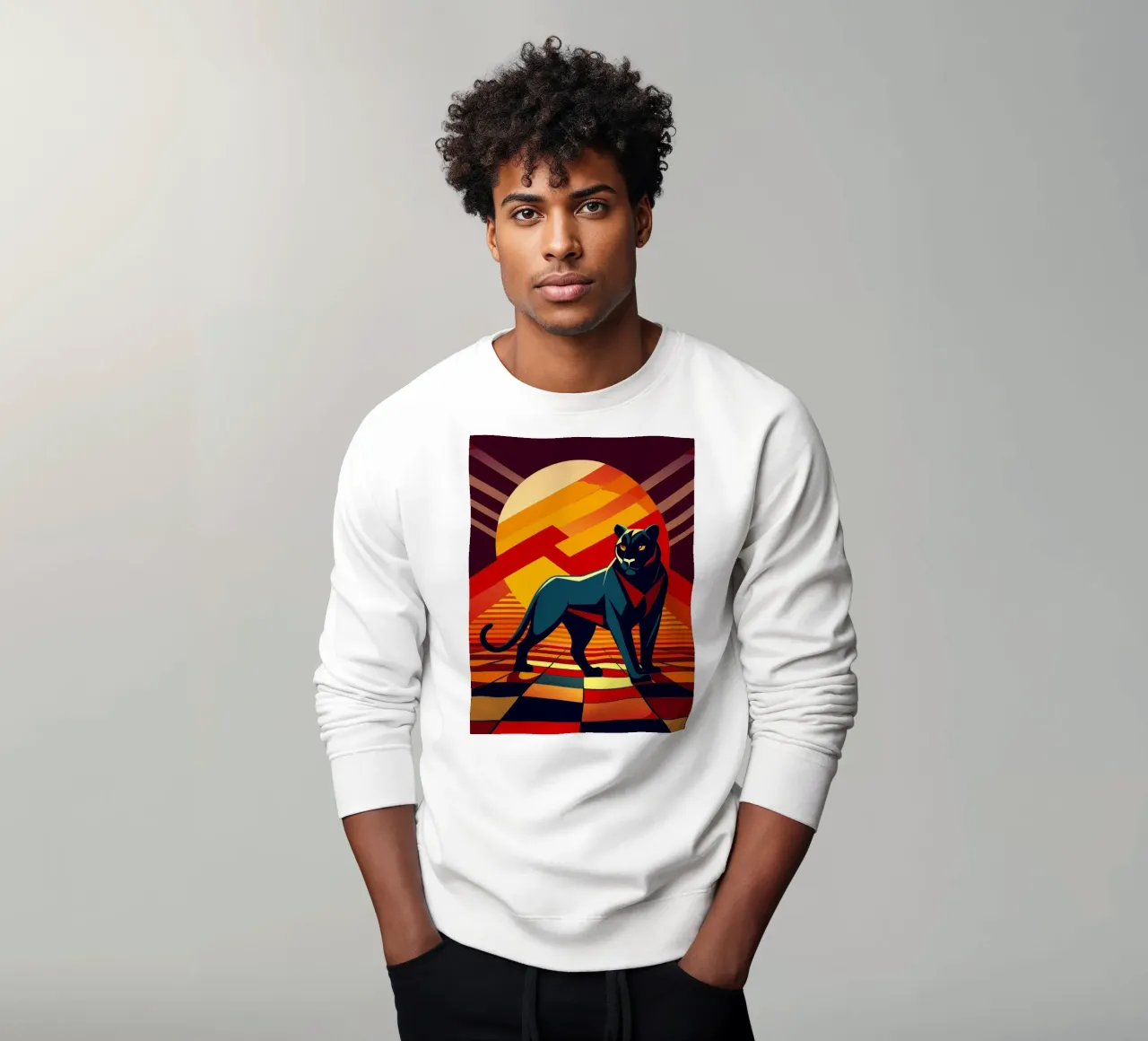 black panther vector art drawing sweatshirt by alghonee