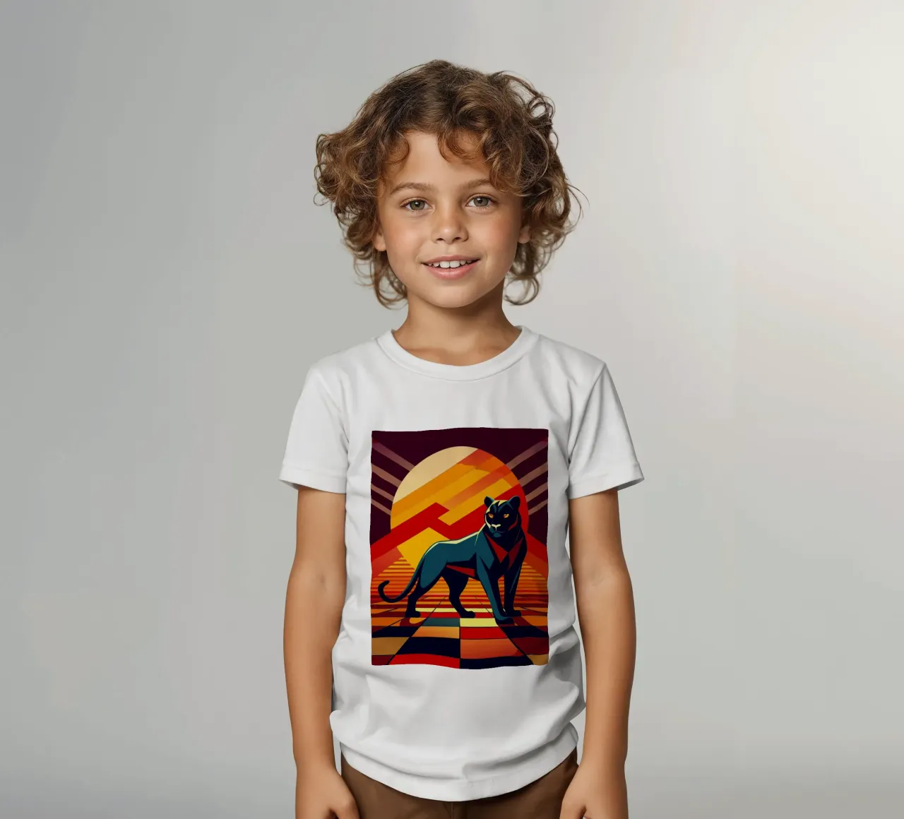 black panther vector art drawing kids t-shirt by alghonee
