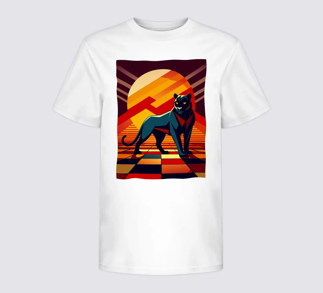 black panther vector art drawing kids t-shirt by alghonee