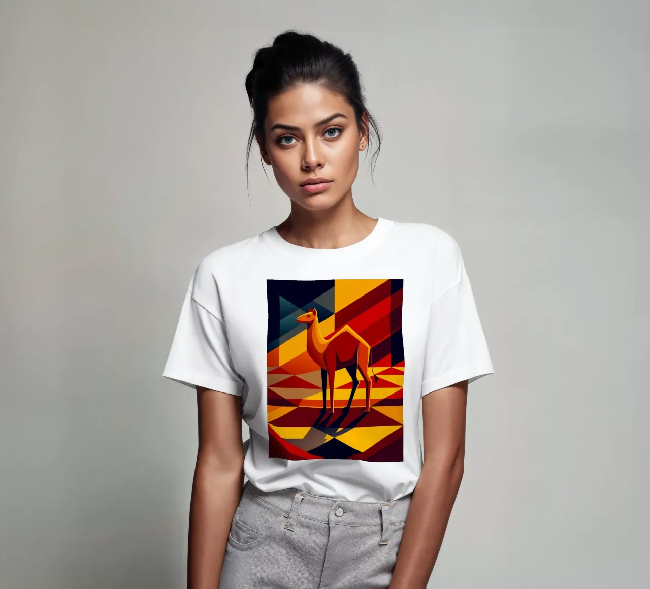 camel vector art drawing t-shirt by alghonee