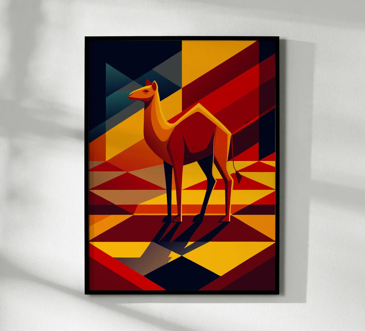 kamel vektor kunst zeichnung Poster mit Holzrahmen von alghonee