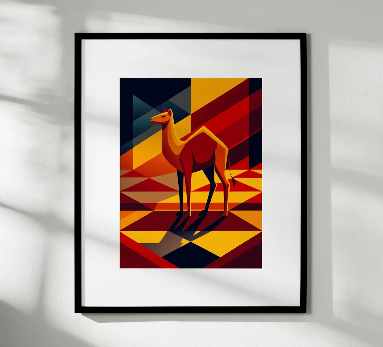 kamel vektor kunst zeichnung Poster mit Holzrahmen von alghonee