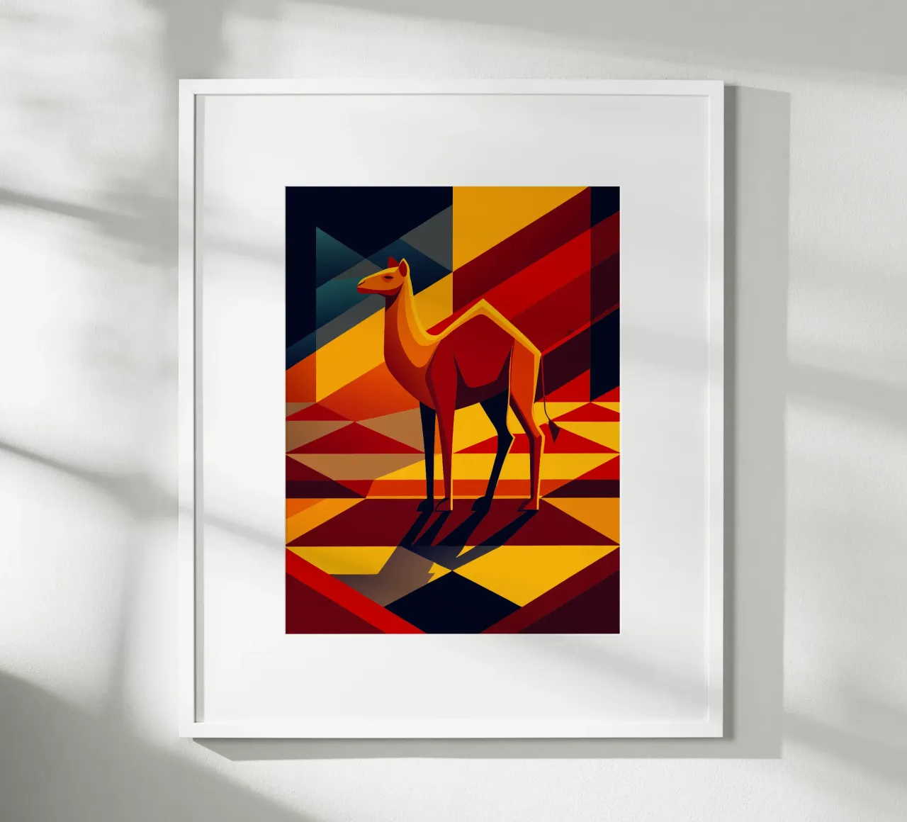 kamel vektor kunst zeichnung Poster mit Holzrahmen von alghonee