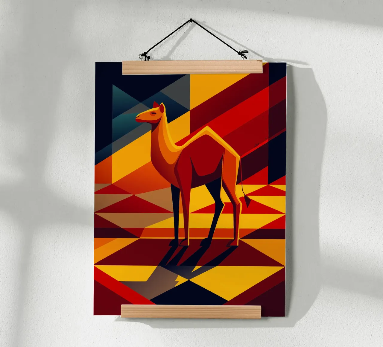 kamel vektor kunst zeichnung Poster mit Holzrahmen von alghonee
