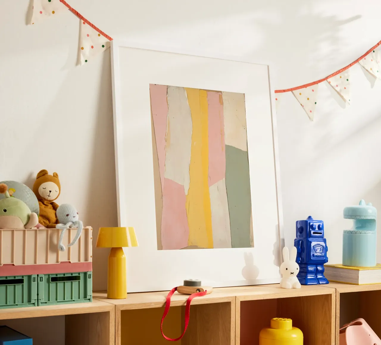 Minimalismo decostruito in colori pastello poster con telaio in alluminio da Euphoria Theresa