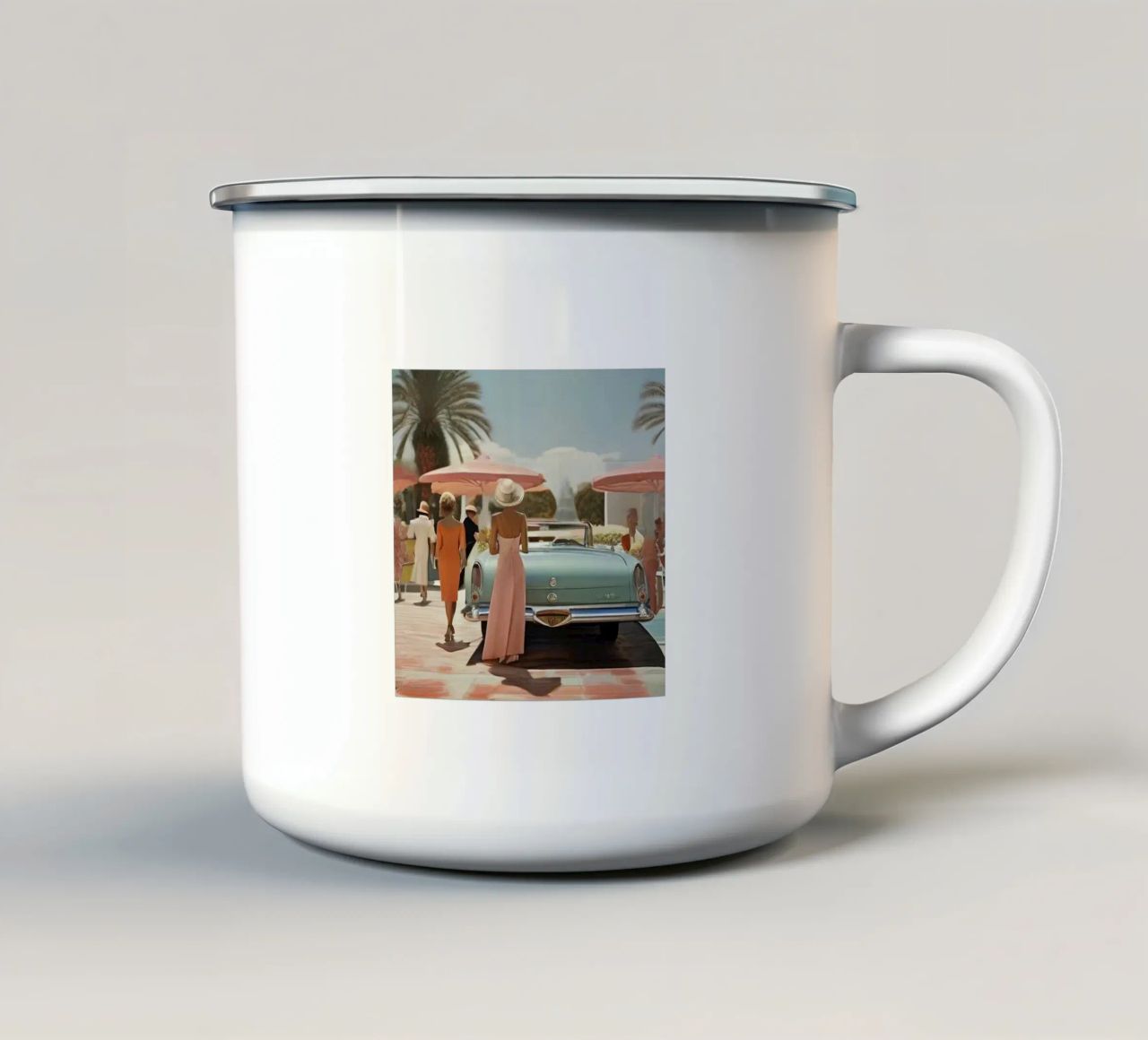 smart aarons beach car tazza in smalto da Slim Aarons Vintage