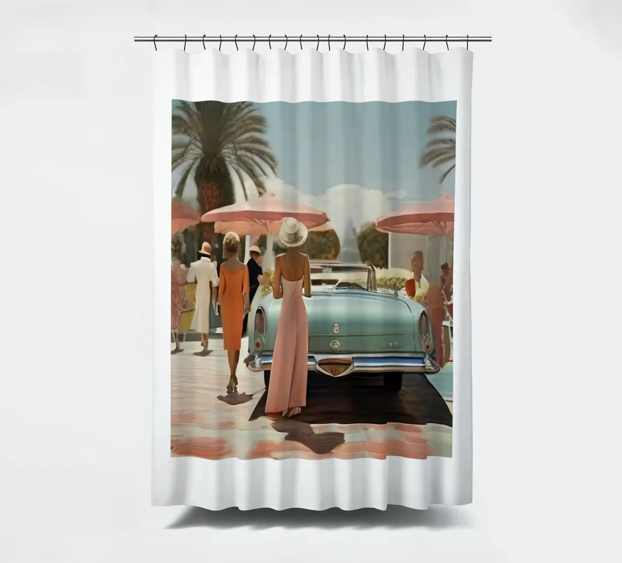 smart aarons beach car Duschvorhang von Slim Aarons Vintage