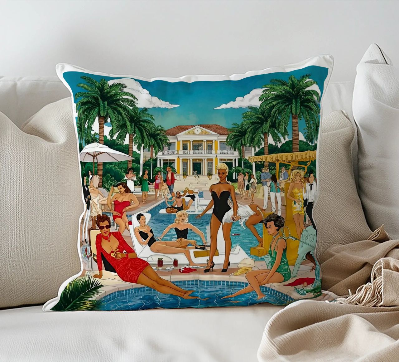 smart aarons Party Pool cuscino da Slim Aarons Vintage