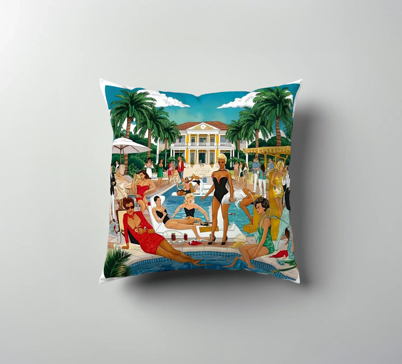 smart aarons Party Pool cuscino da Slim Aarons Vintage