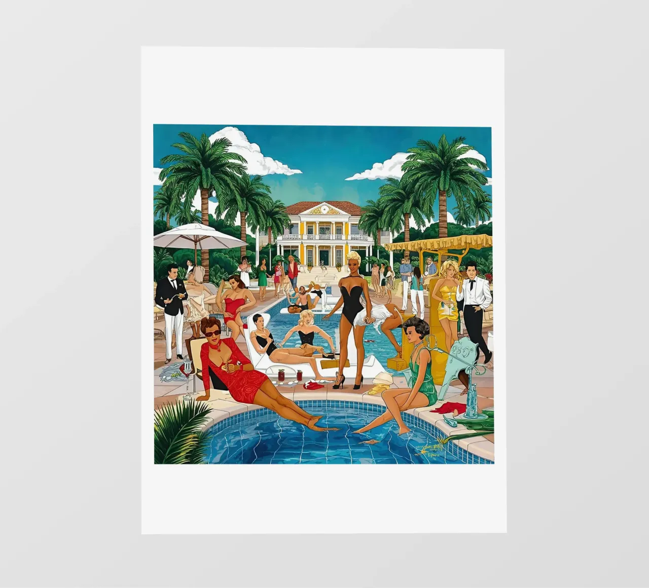 smart aarons Party Pool lámina retroiluminada de Slim Aarons Vintage