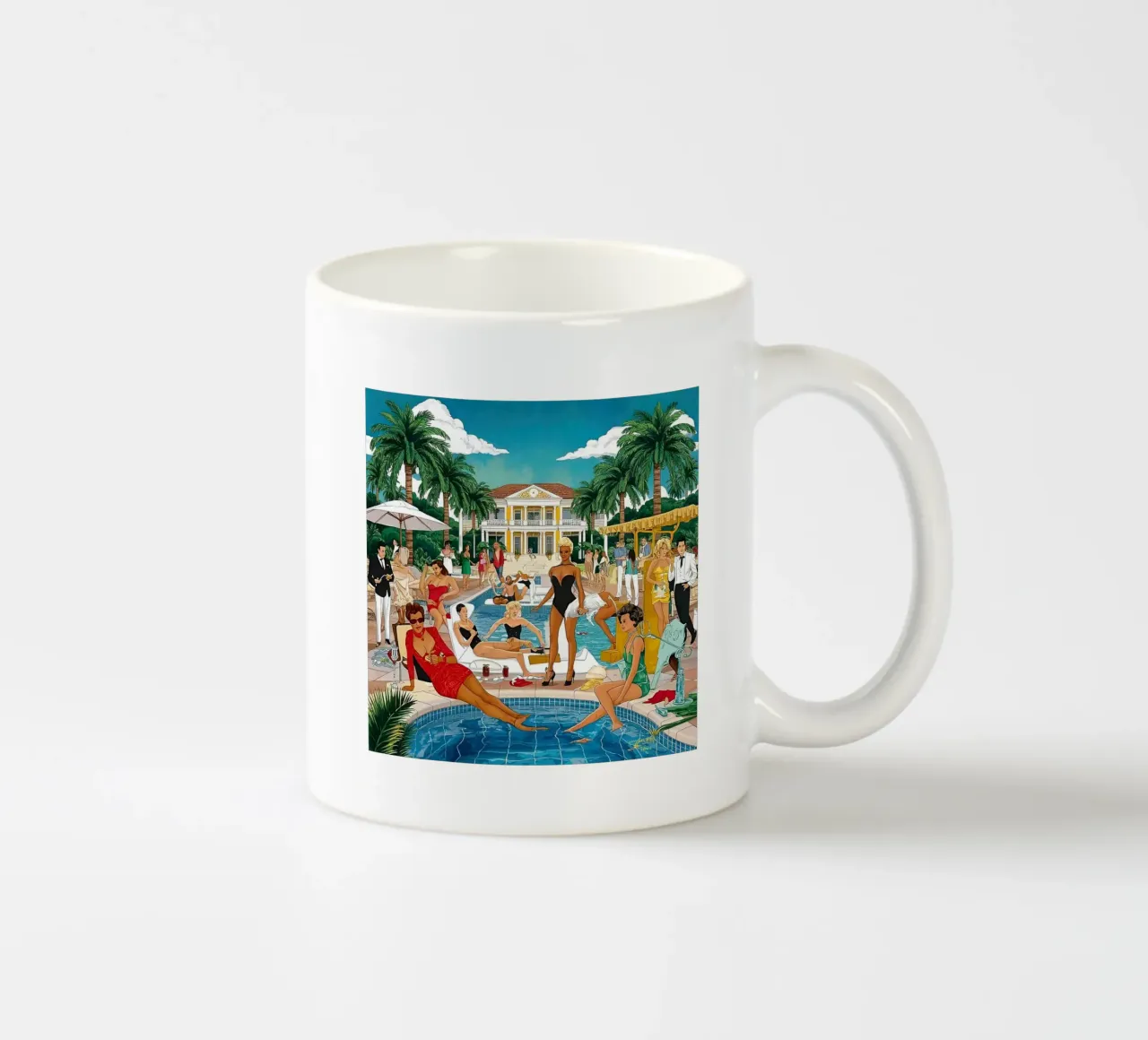 smart aarons Party Pool Keramik Tasse von Slim Aarons Vintage