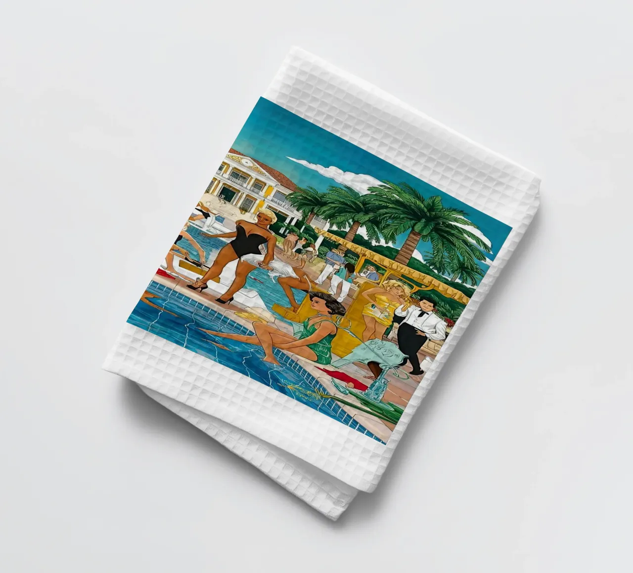 smart aarons Party Pool canovaccio da cucina da Slim Aarons Vintage