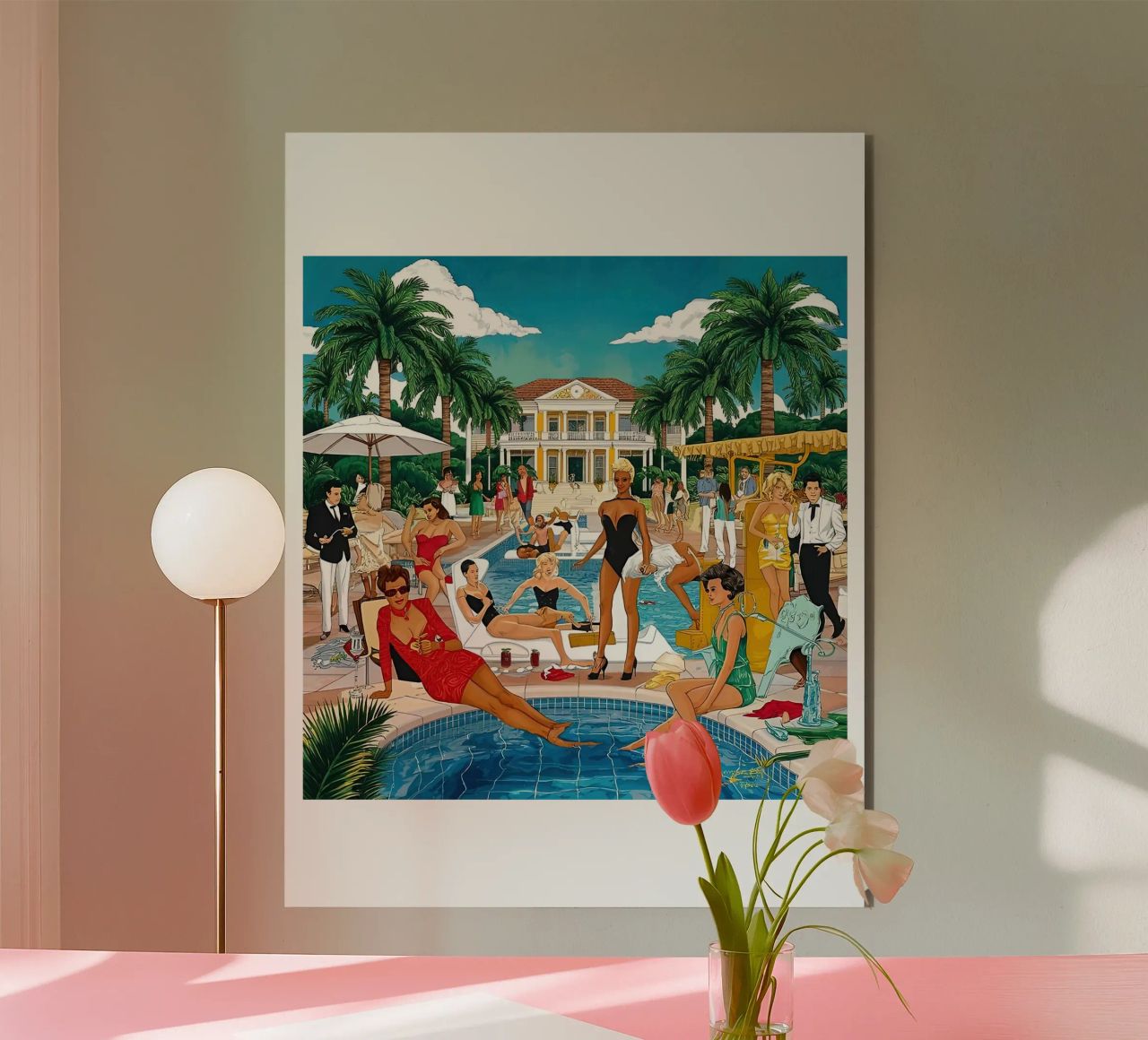 smart aarons Party Pool alluminio dibond da Slim Aarons Vintage