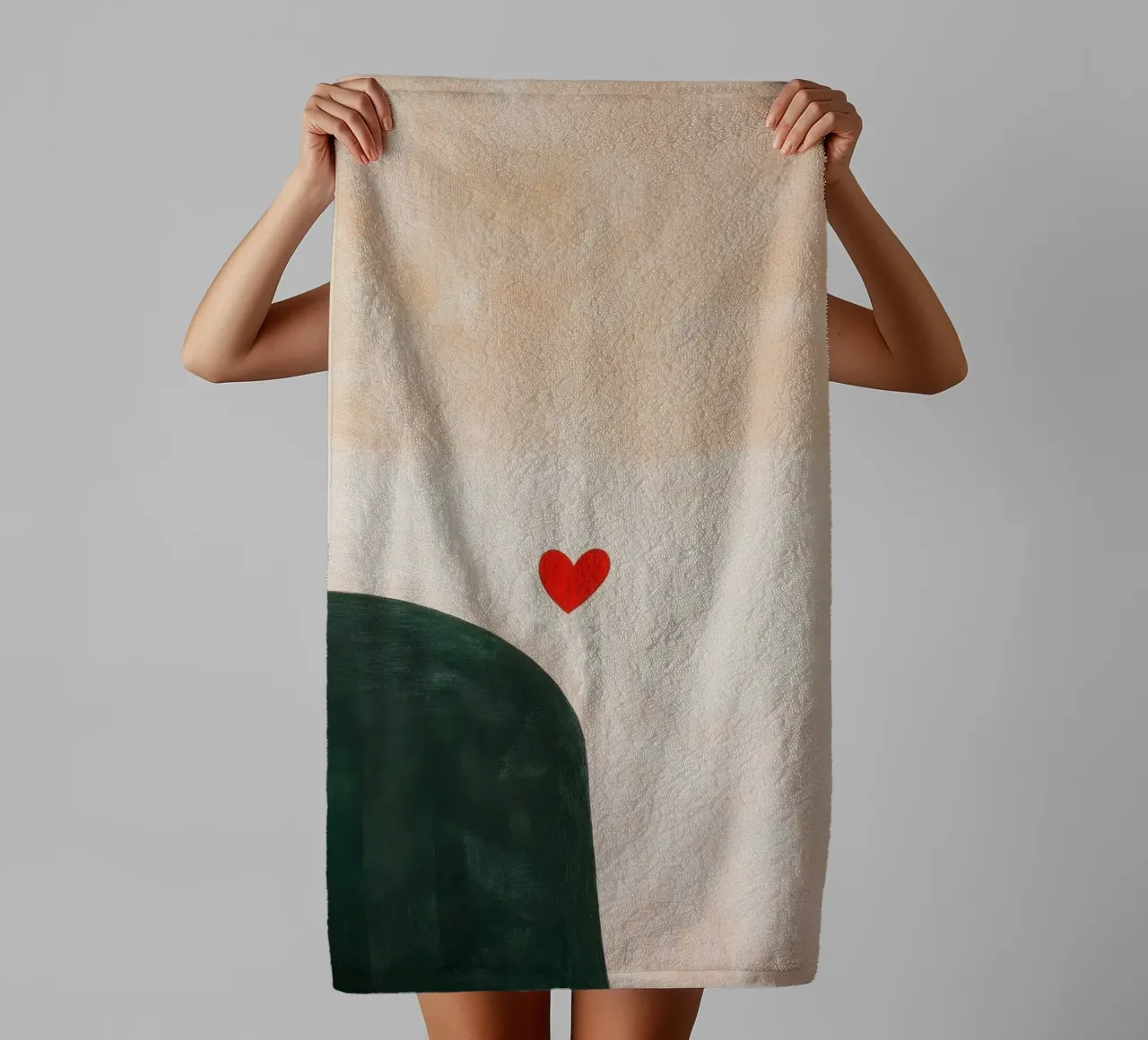 Cœur minimaliste en rouge & vert serviette de bain de Euphoria Theresa