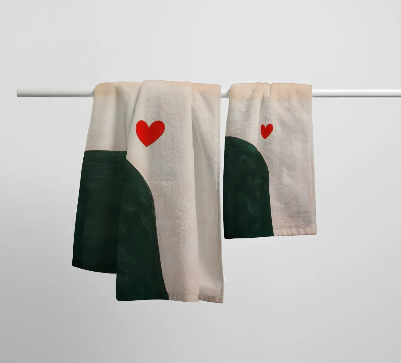 Cœur minimaliste en rouge & vert serviette de bain de Euphoria Theresa