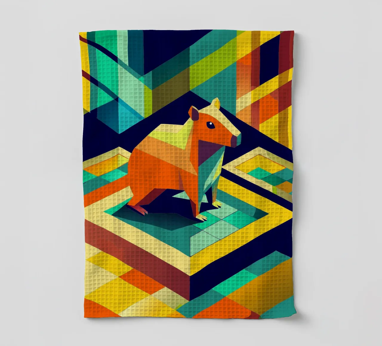 capybara vector art drawing tea towel by alghonee