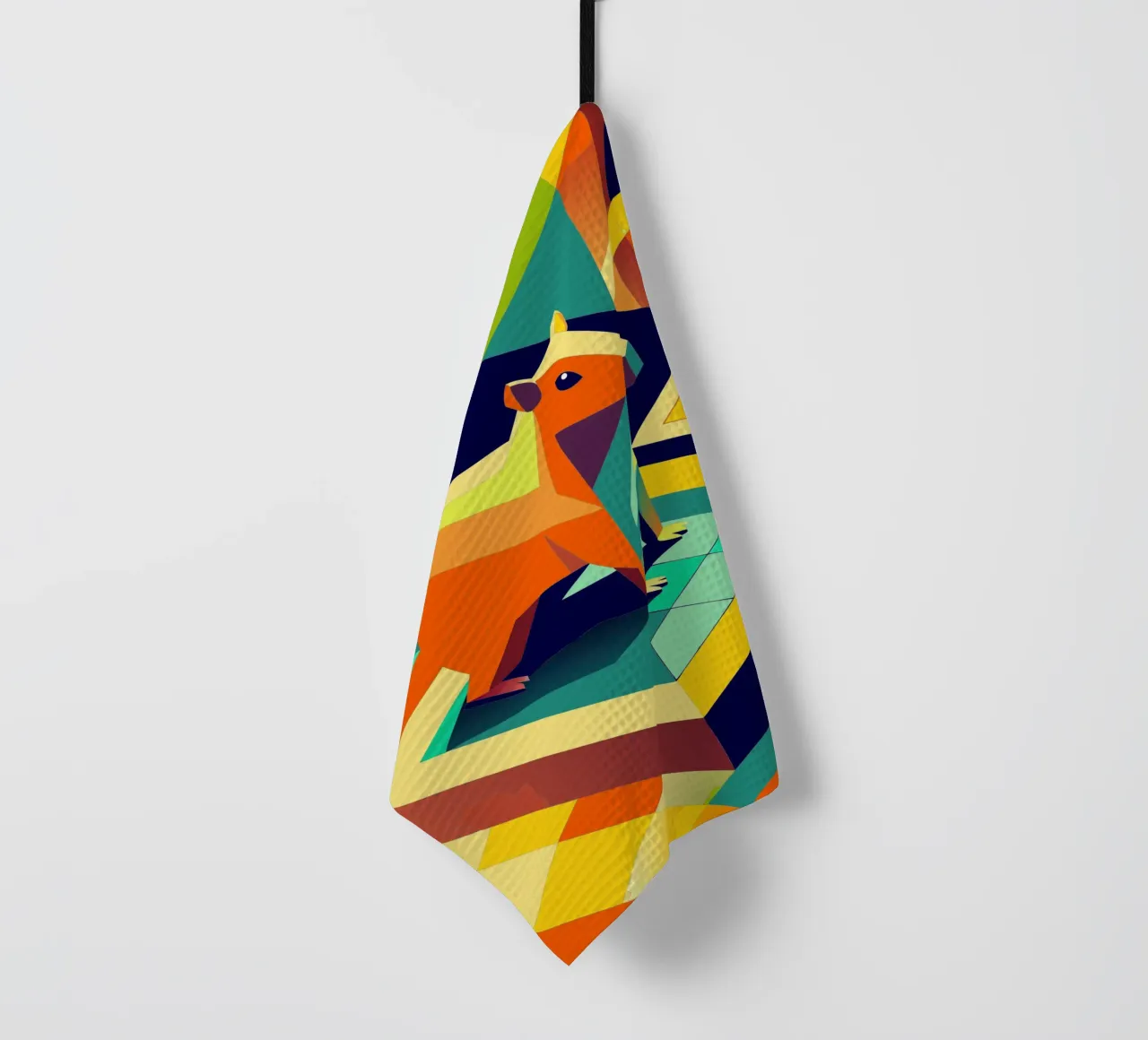 capybara vector art drawing tea towel by alghonee
