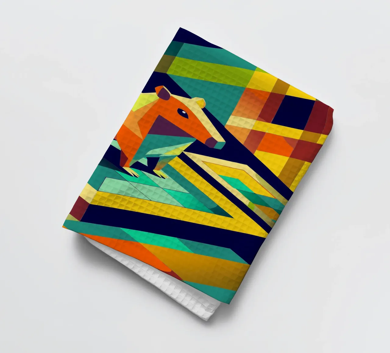 capybara vector art drawing tea towel by alghonee