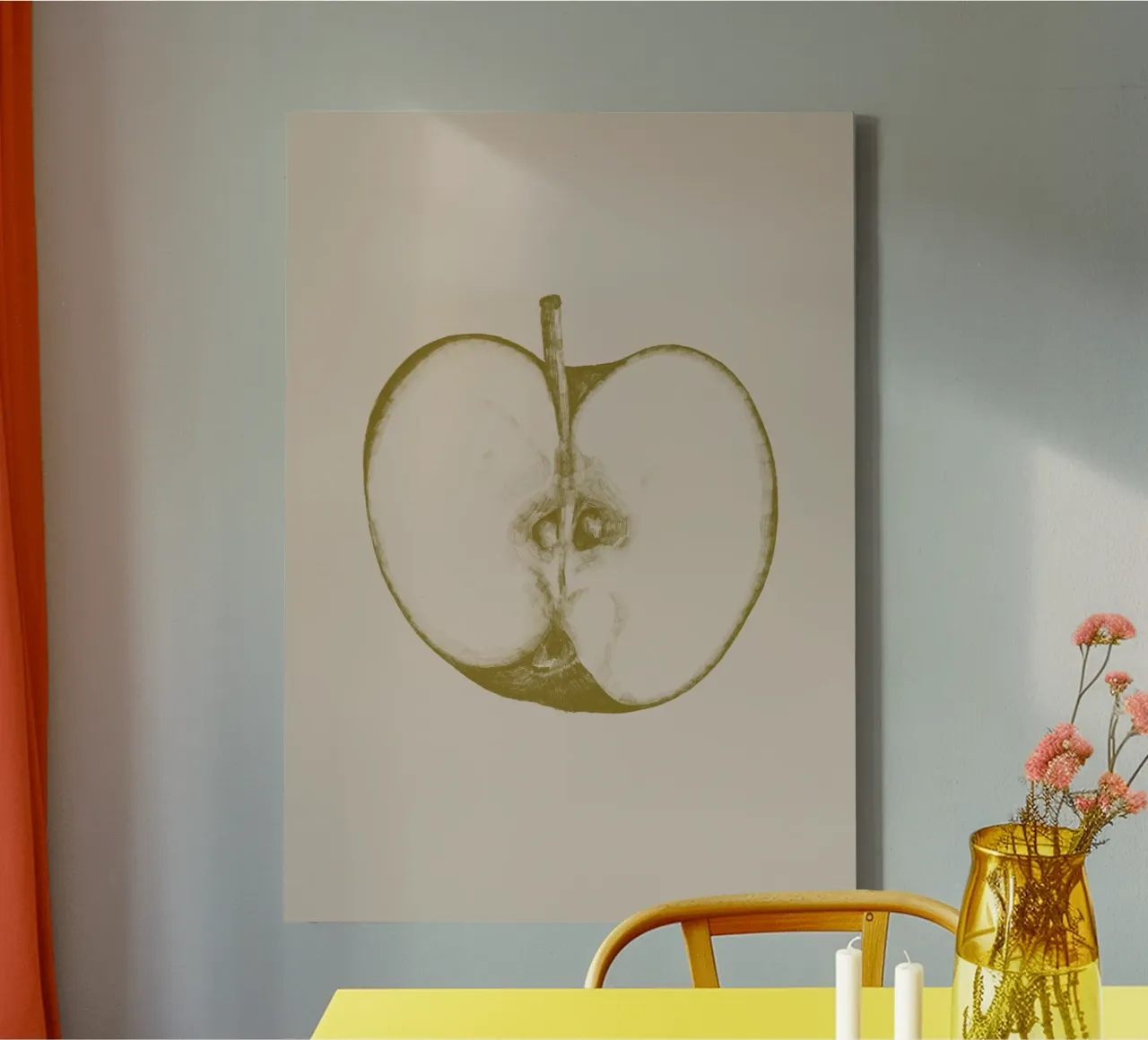 Yellow Apple canvas met Baklijst van La Bola