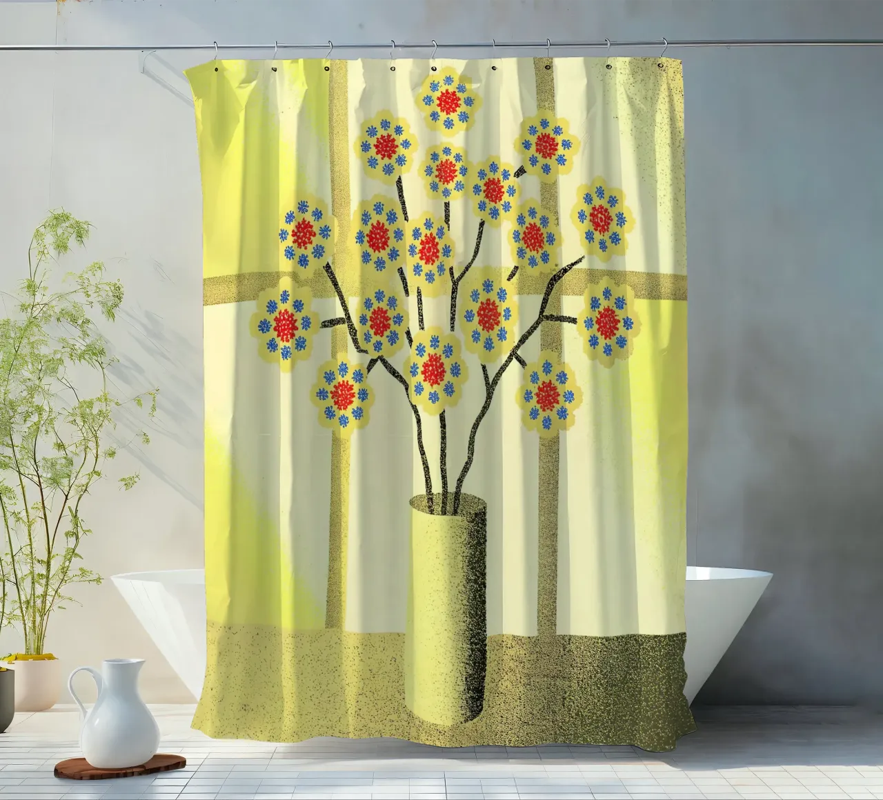 Flower Vase shower curtain by SOUL SHOP