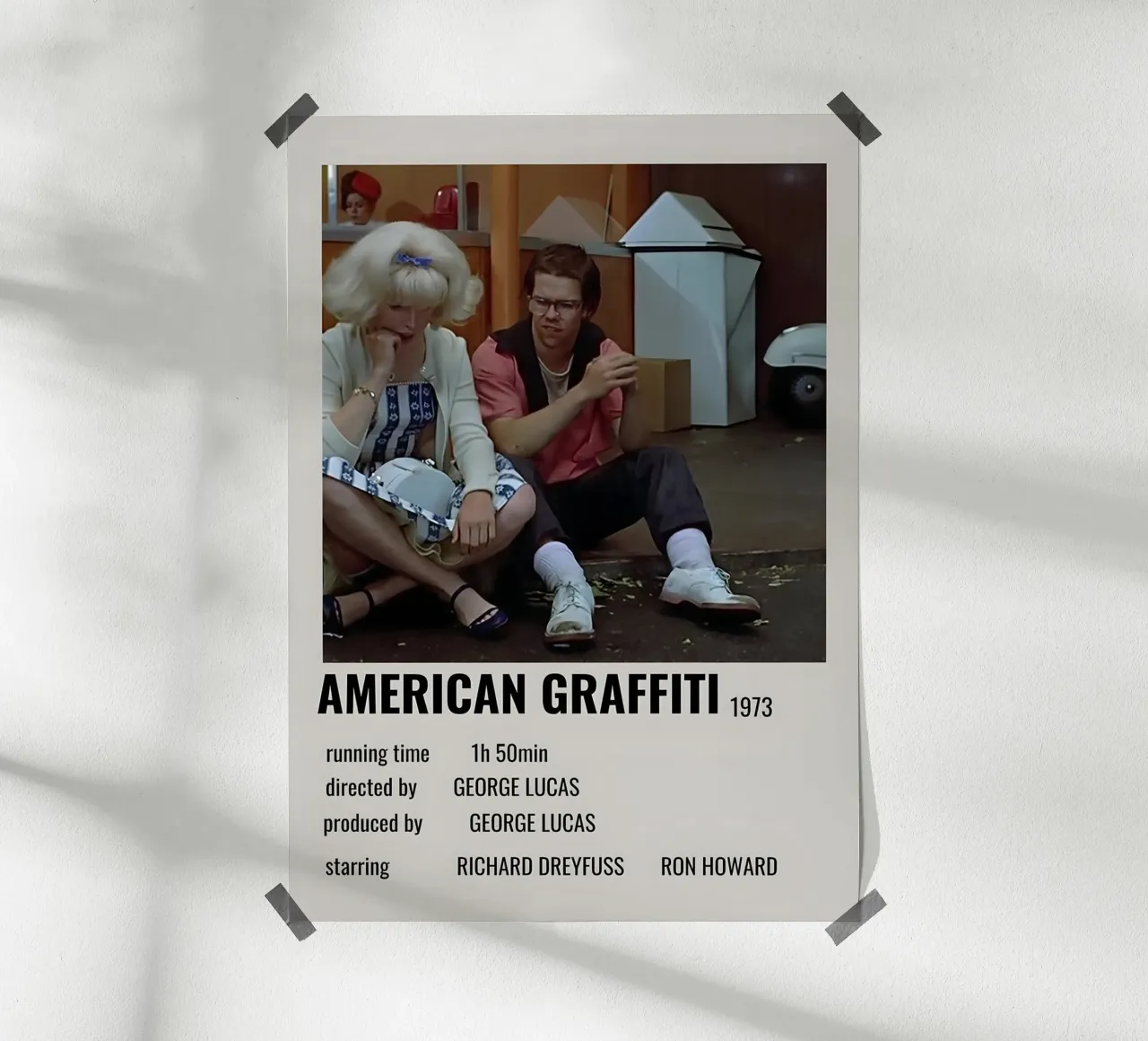AMERICAN GRAFFITI 1973 poster con telaio in alluminio da MVFminimalist