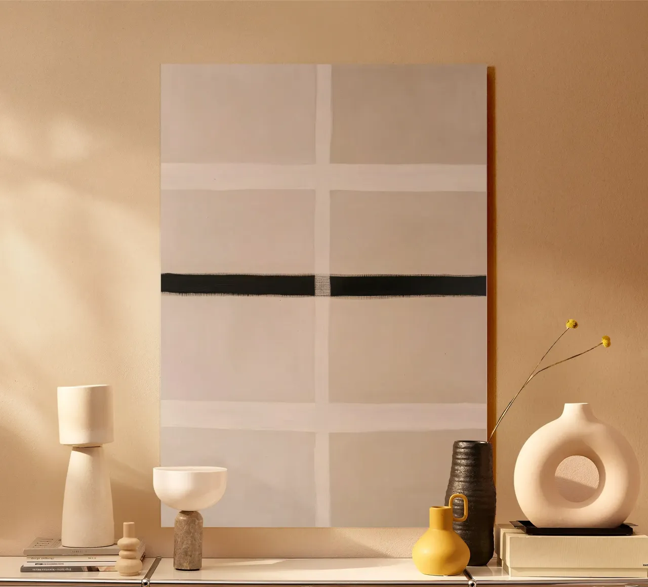 Quadrati minimalisti con strisce nere plexiglass da Euphoria Theresa