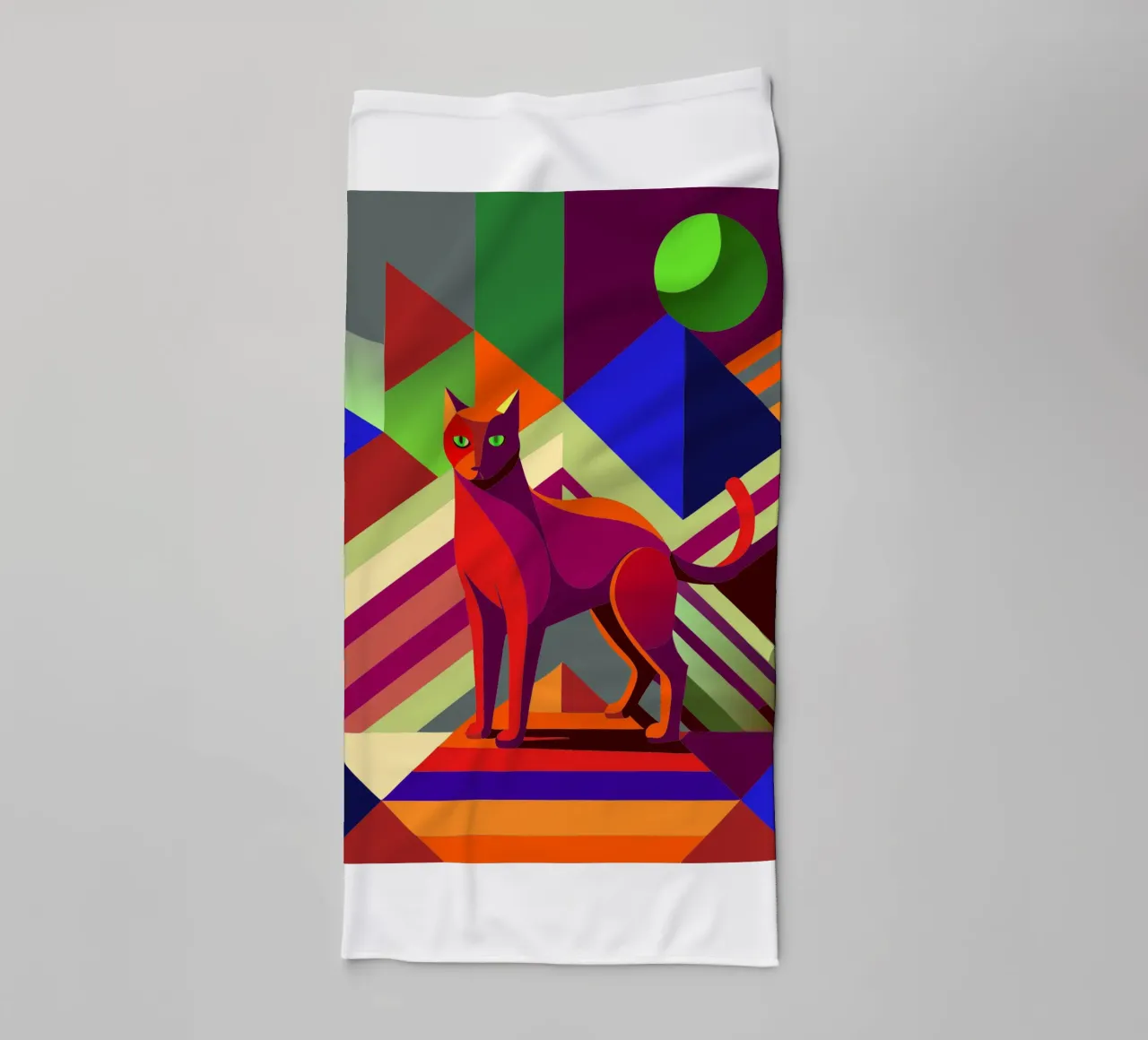 cat vector art drawing towel by alghonee