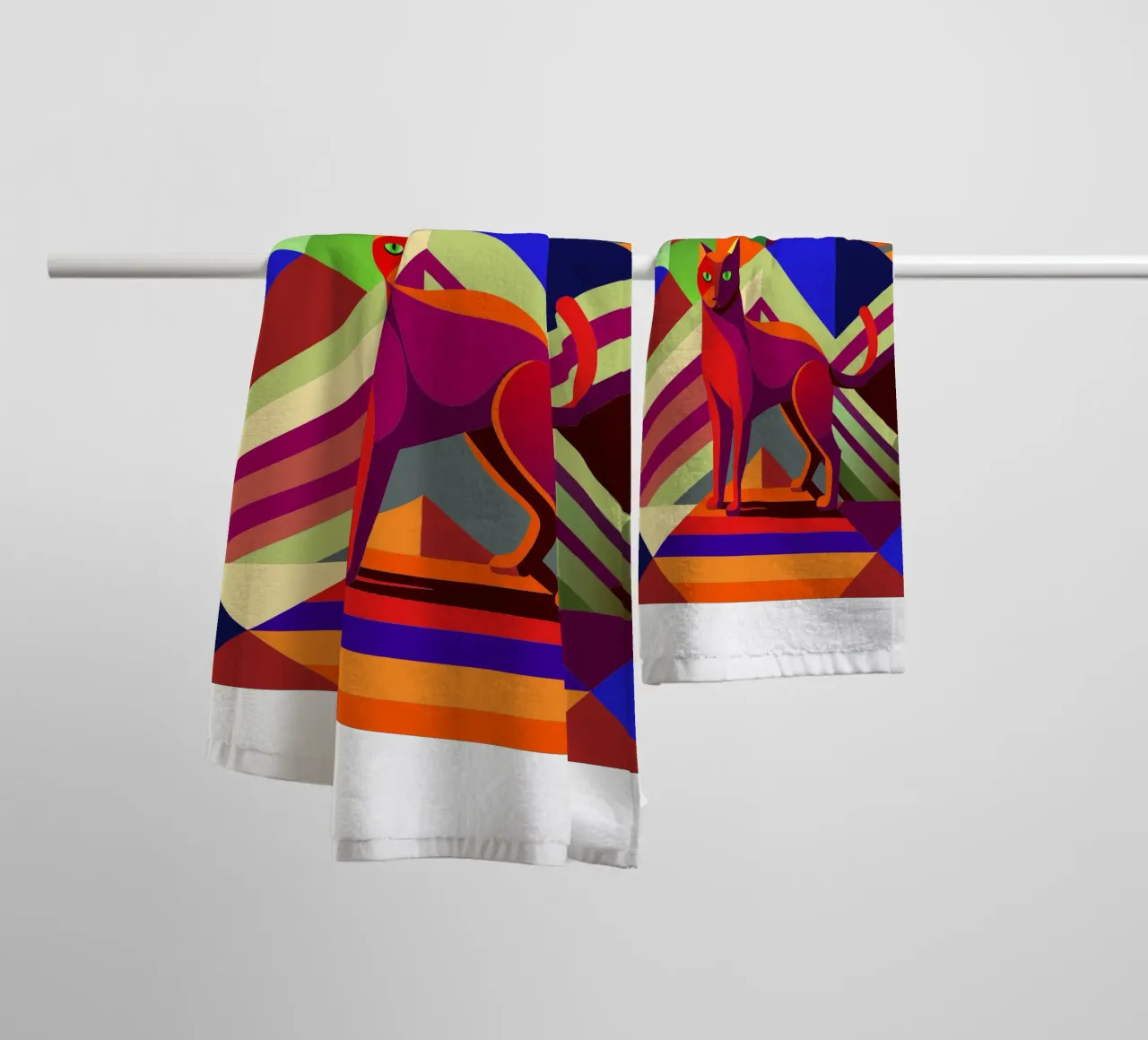 cat vector art drawing towel by alghonee
