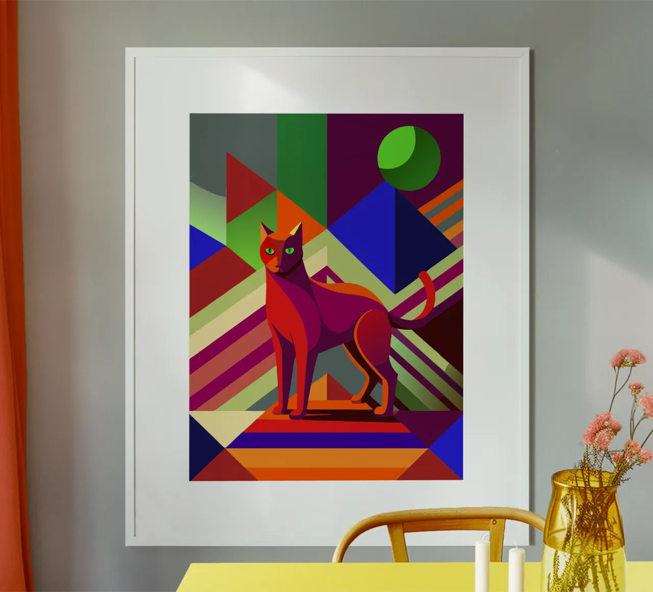 gatto disegno artistico vettoriale poster con telaio in alluminio da alghonee