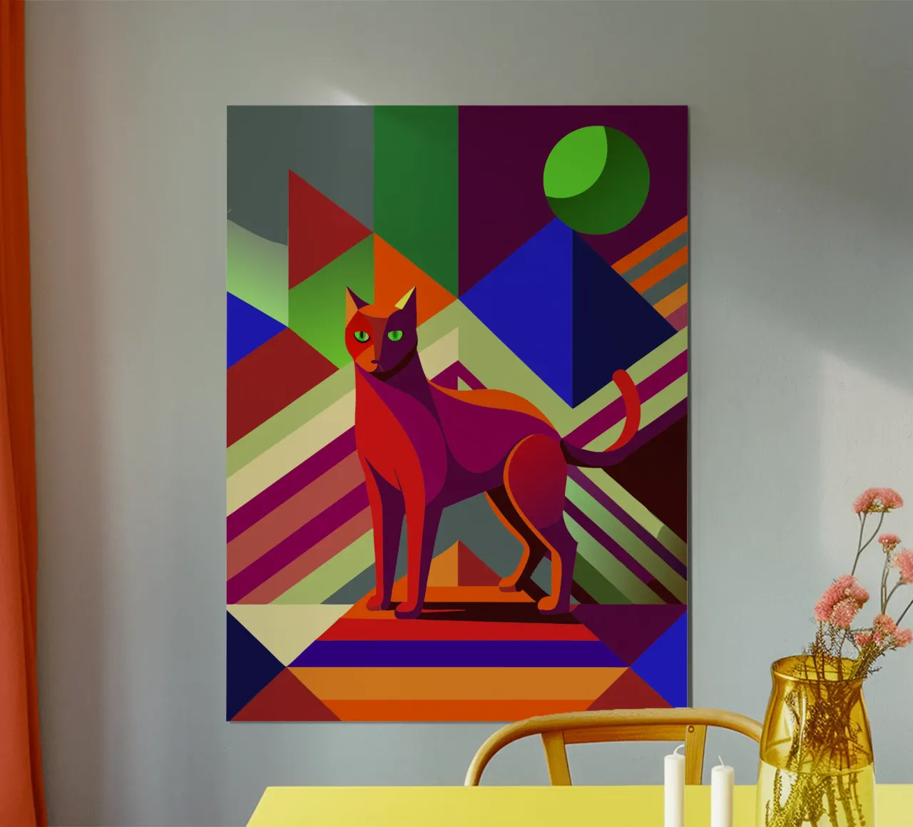 gatto disegno artistico vettoriale poster con telaio in alluminio da alghonee