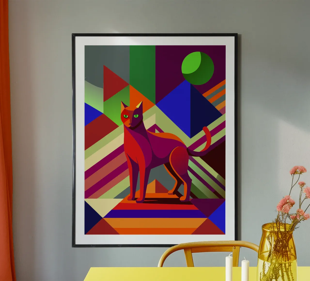 gatto disegno artistico vettoriale poster con telaio in alluminio da alghonee