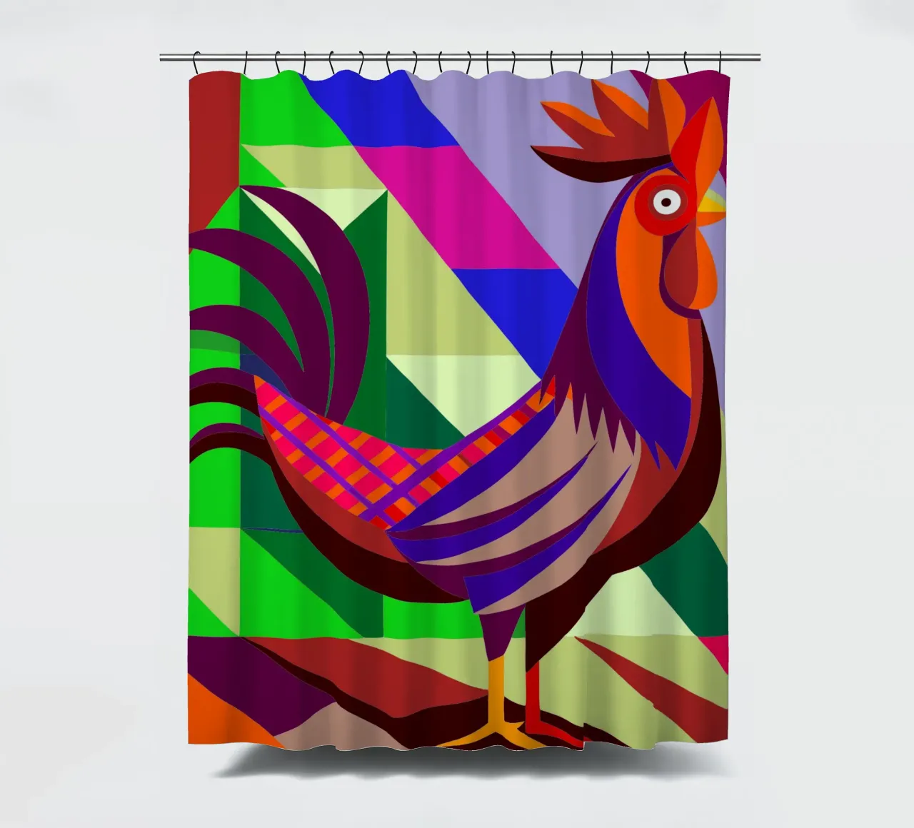 chicken vector art drawing shower curtain by alghonee