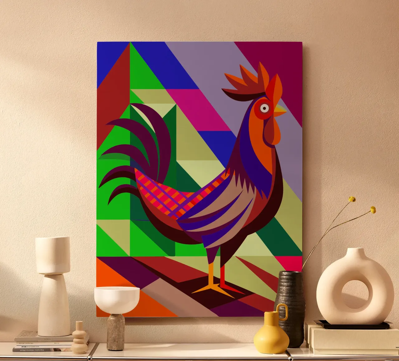 huhn vektor kunst zeichnung Alu-Dibond von alghonee