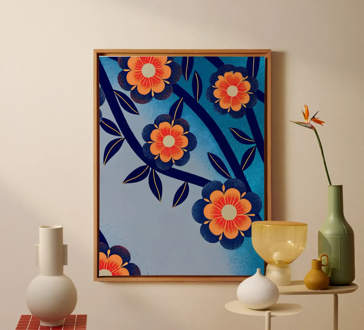 Bloemen en bladeren canvas met Baklijst van SOUL SHOP