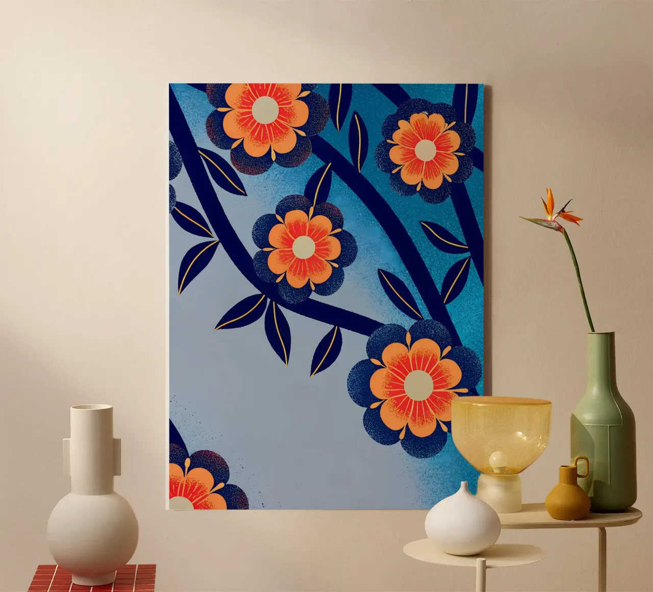 Bloemen en bladeren canvas met Baklijst van SOUL SHOP
