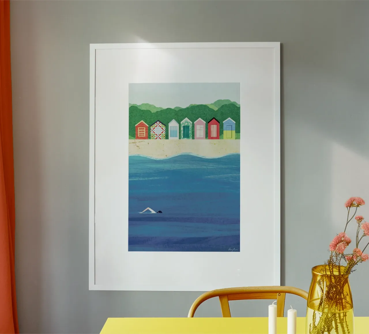 Beach Huts poster van Henry Rivers