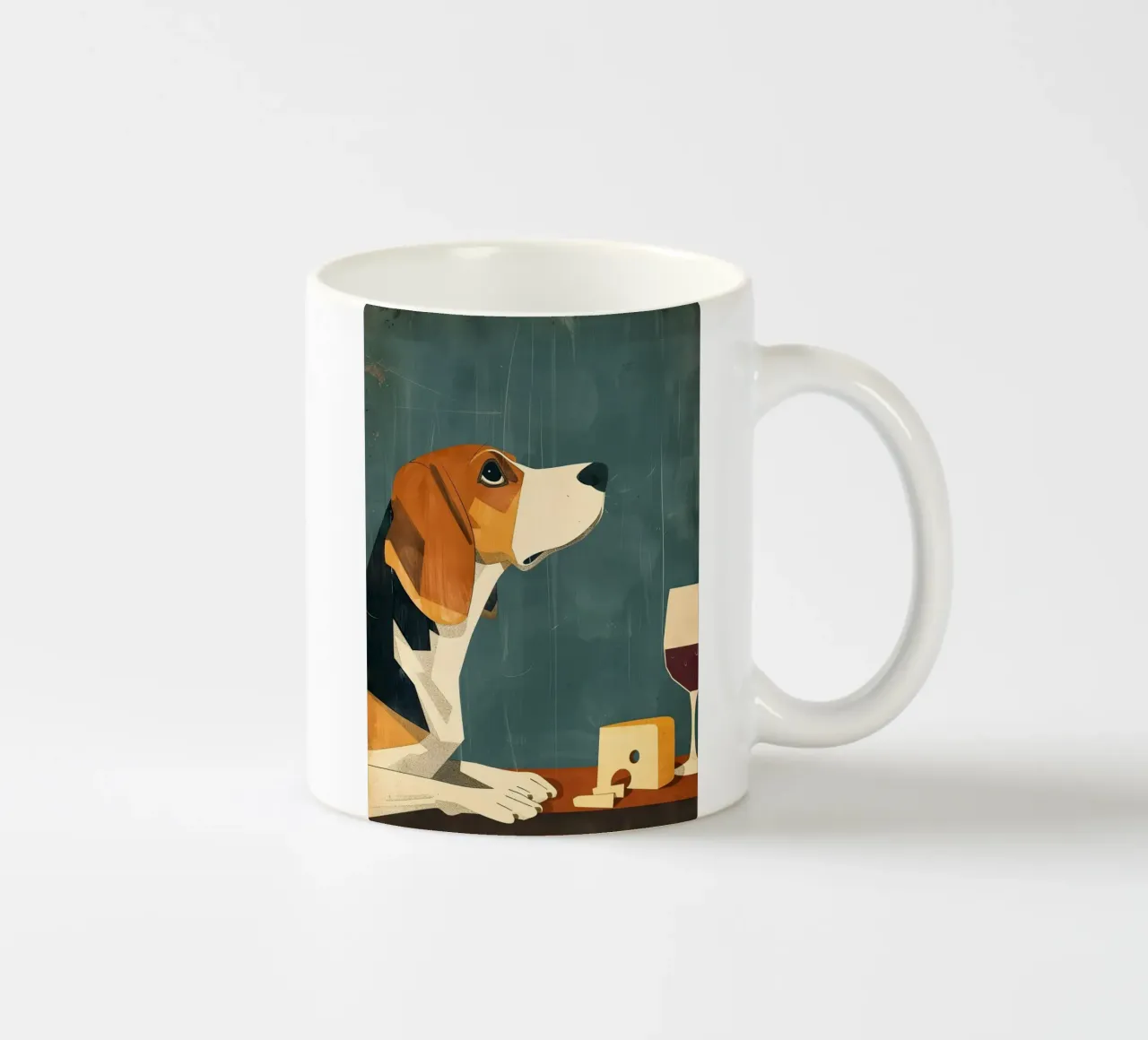 Beagle Käse und Wein tazza in ceramica da WILD ART