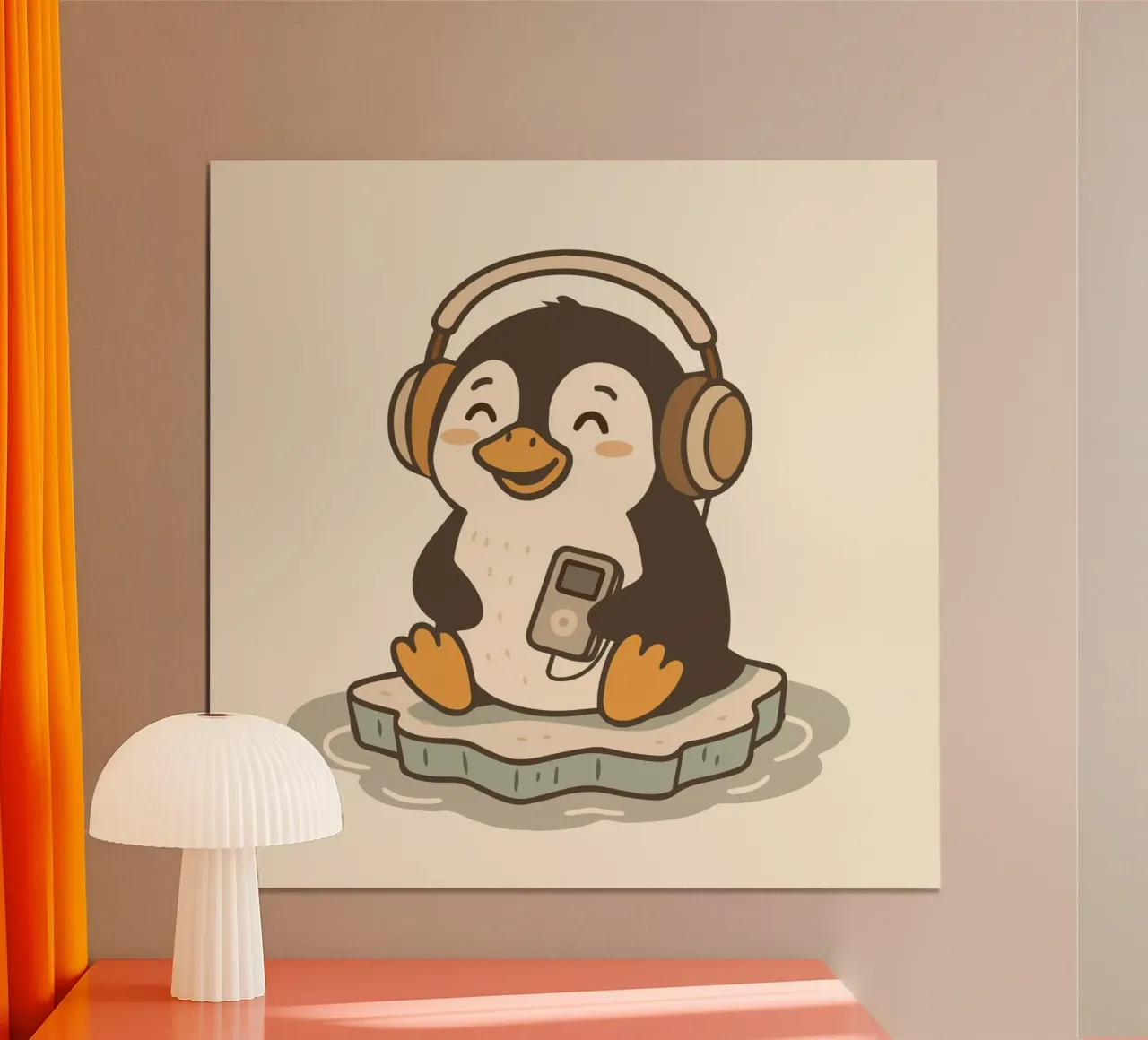 Musikliebender Pinguin mit Kopfhörern – Fröhliches Tiermotiv Poster von namosh
