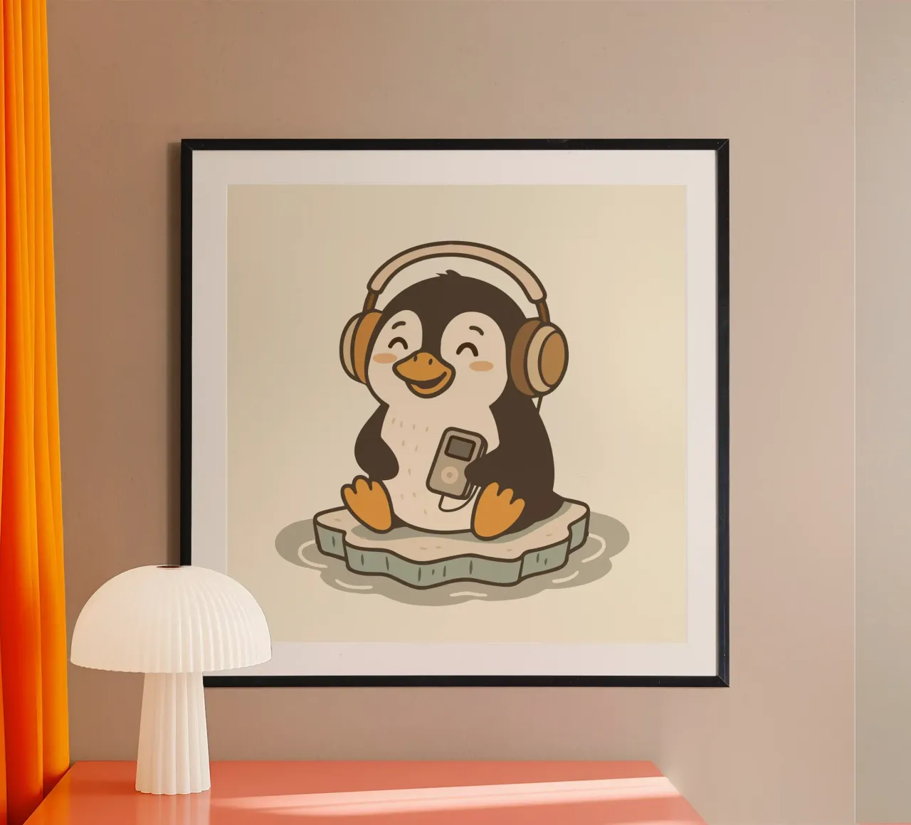 Musikliebender Pinguin mit Kopfhörern – Fröhliches Tiermotiv Poster von namosh