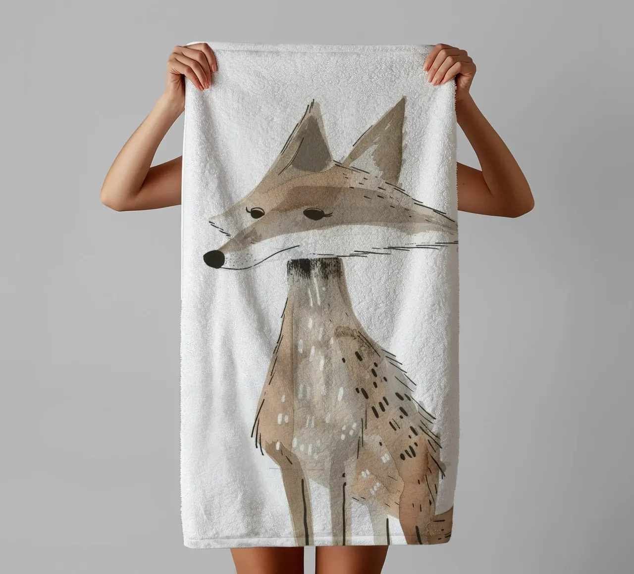 Coyote in movimento asciugamano da bagno da DesignDoodle