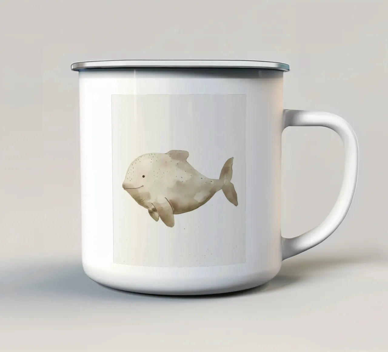 Beige Dolphin Bliss tazza in smalto da DesignDoodle