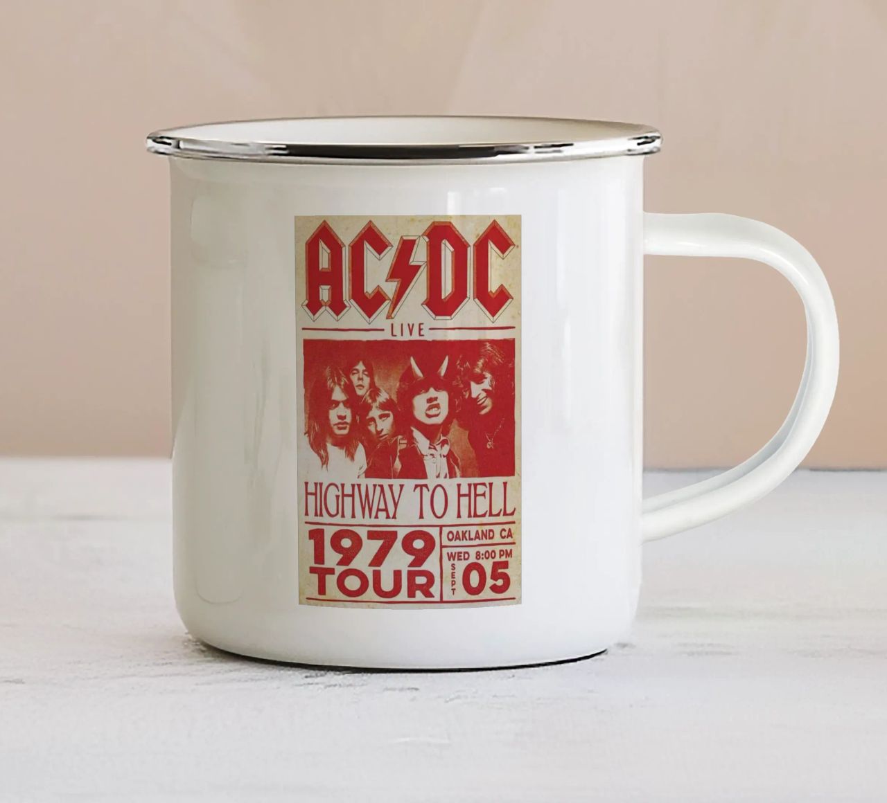 il rock classico non muore mai tazza in smalto da korve