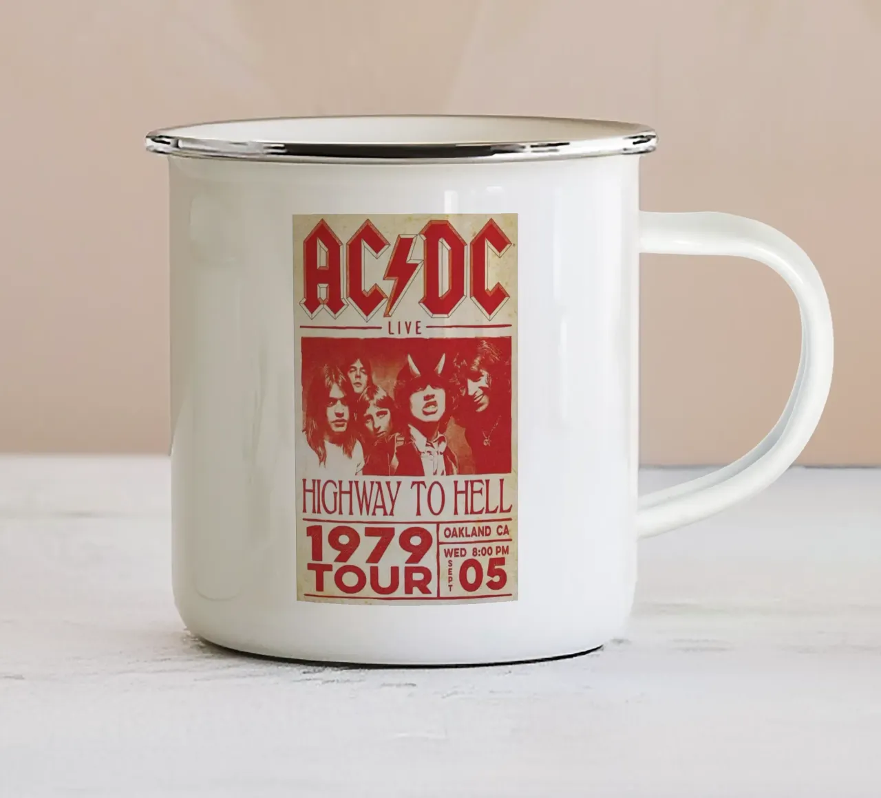 il rock classico non muore mai tazza in smalto da korve