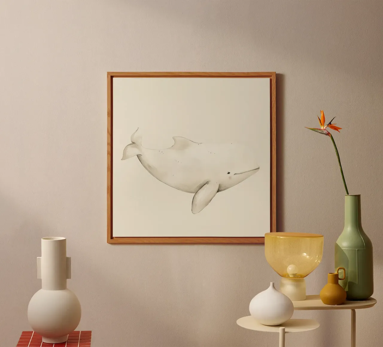 Gentle Whale Journey alu-dibond by DesignDoodle