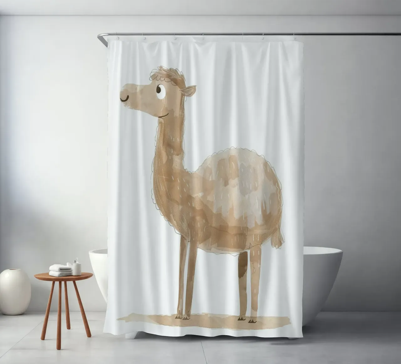 Lively Llama shower curtain by DesignDoodle