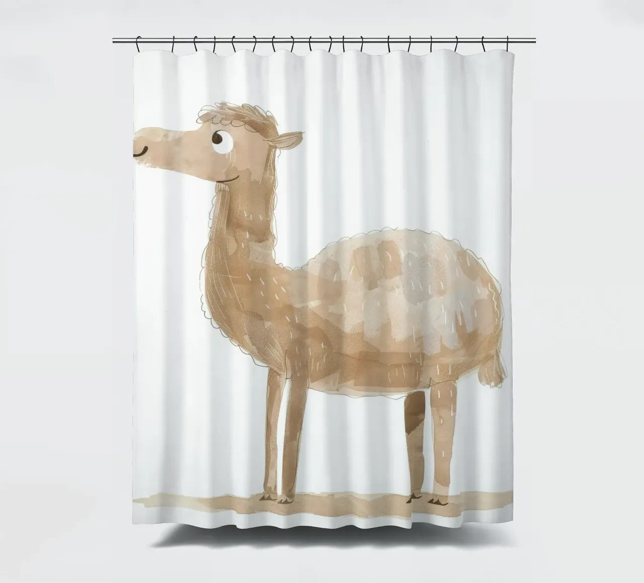 Lively Llama shower curtain by DesignDoodle