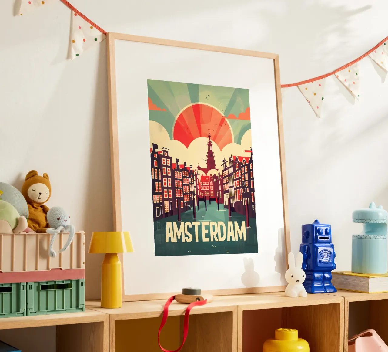 Amsterdam vintage Reiseposter poster con telaio in alluminio da Vintage Travel Art