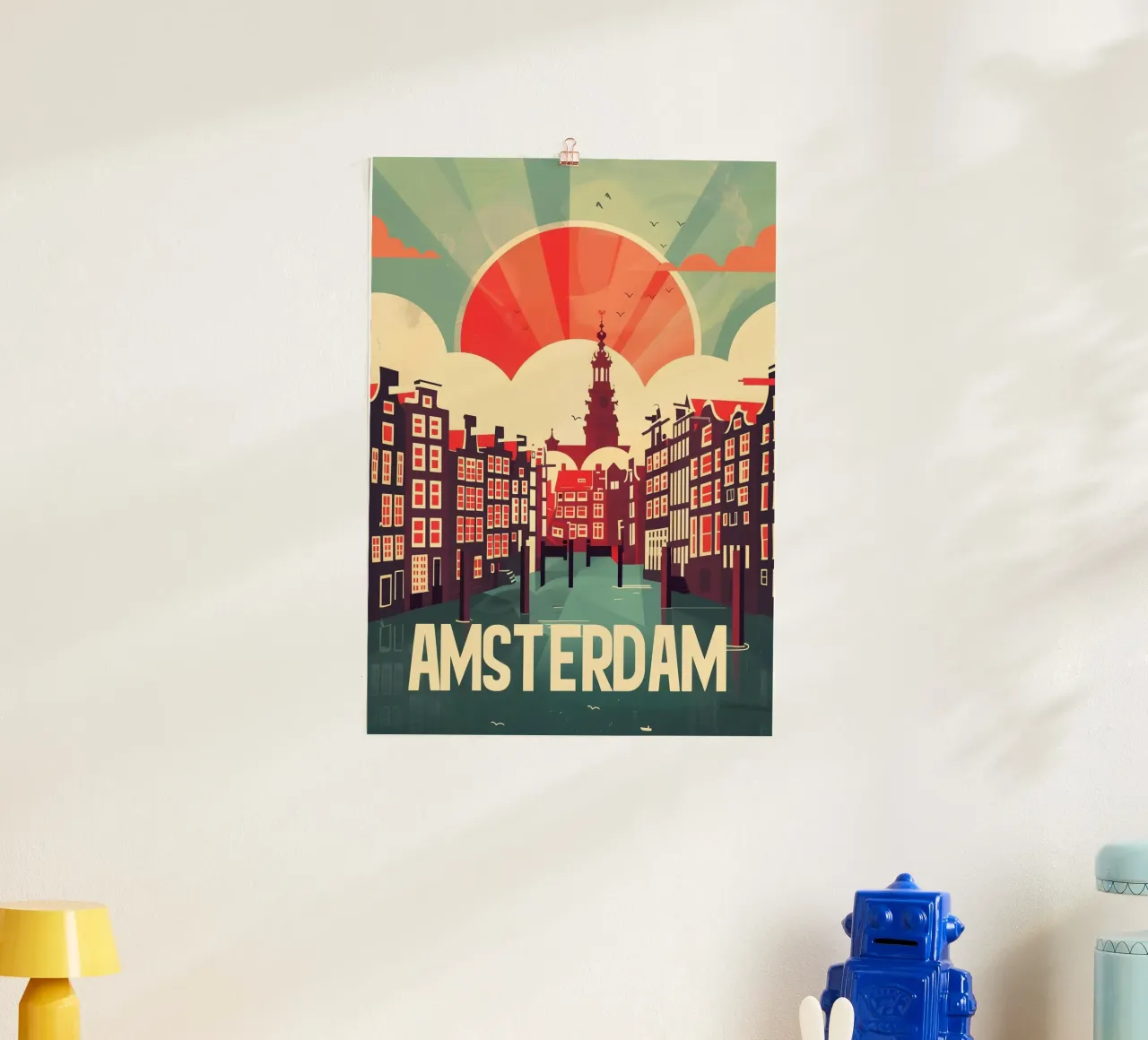 Amsterdam vintage Reiseposter poster con telaio in alluminio da Vintage Travel Art